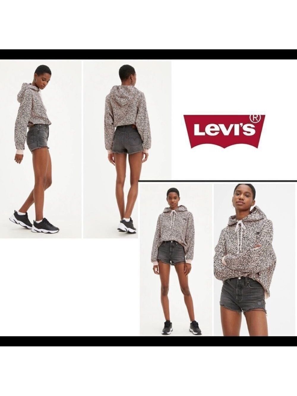 LEVI’S women’s 501 black button fly jean denim shorts Sz 27